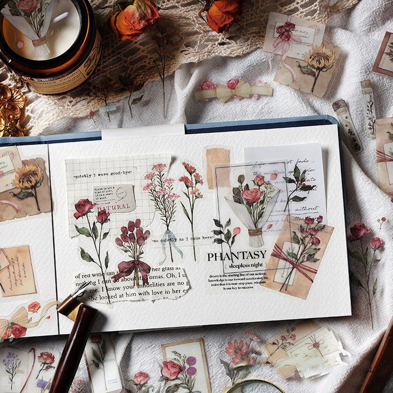 Blumen Journal Sticker, rot
