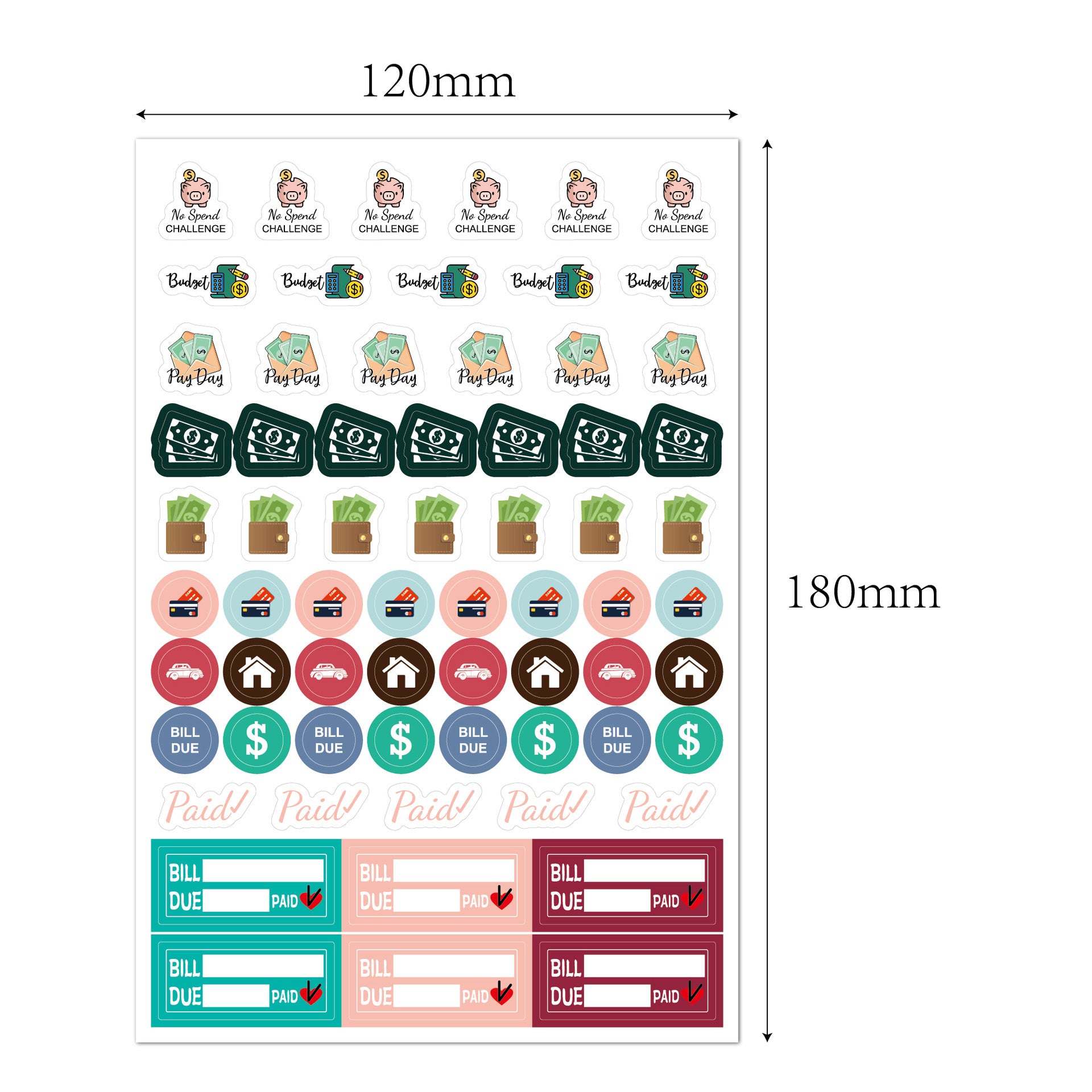 Journal Sticker-Set – Maße