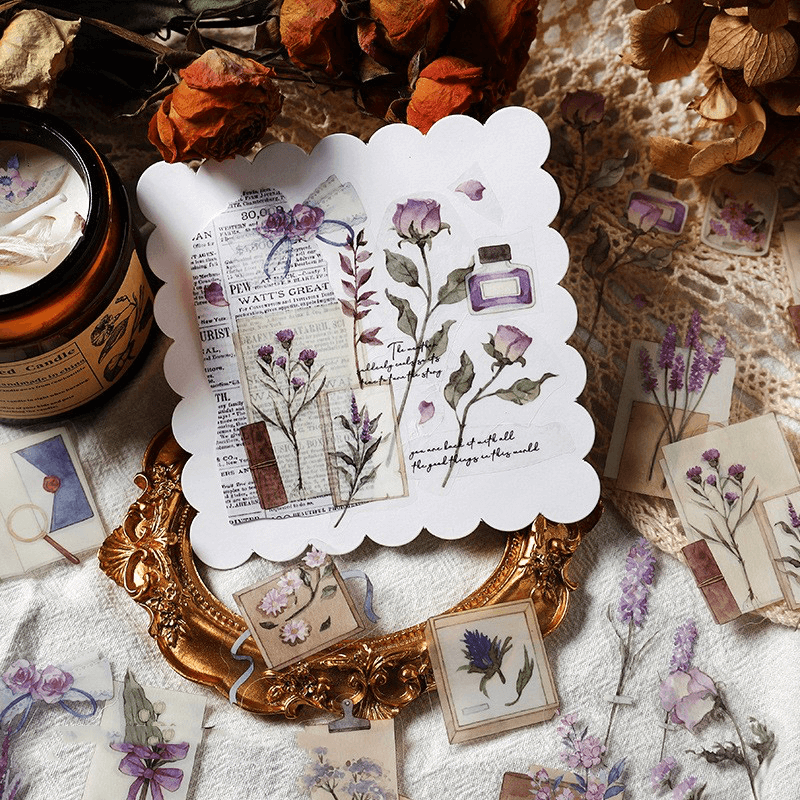 Blumen Journal Sticker, violett