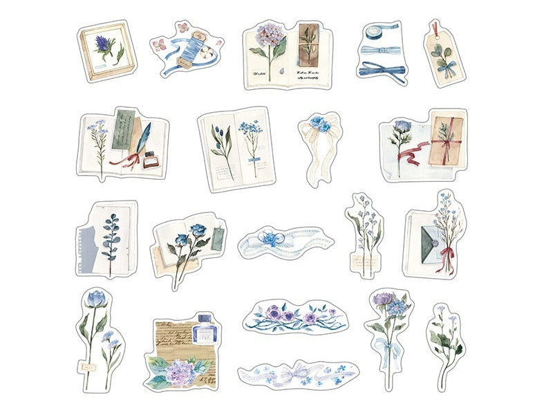 Blumen Journal Sticker, Variante: blau