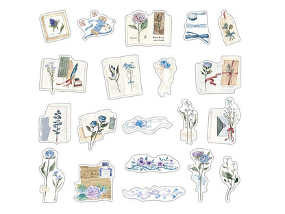 Blumen Journal Sticker, Variante: blau